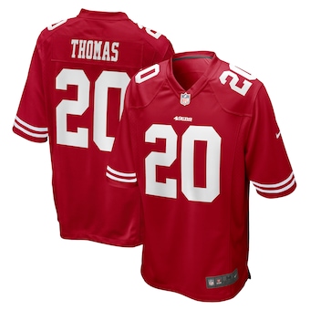 mens nike ambry thomas scarlet san francisco 49ers game jers